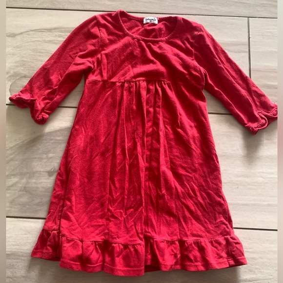 Splendid red 3T girl dress long sleeve. - Picture 1 of 7
